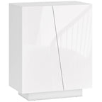 Buffet meuble de rangement avec placard double porte et étagère réglable, 70 x 40 x 88 cm, blanc brillant-0
