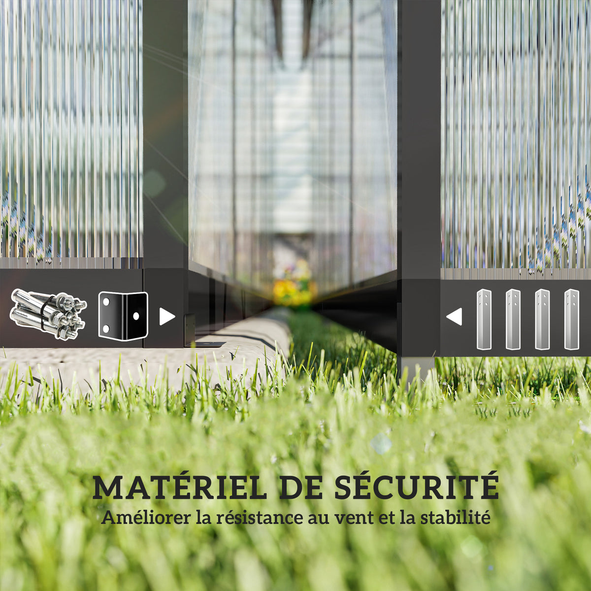 Serre de jardin en aluminium polycarbonate, serre avec fenêtres supérieures réglables 363x247x205cm noir-3