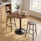 Table de bar ronde 60 cm, table haute cuisine mange-debout avec patins antidérapants, pour cuisine, salon, noyer-7