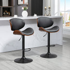 Lot de 2 chaises de bar tabouret hauteur réglable revêtement synthétique 53 x 52 x 92-112 cm noir-9
