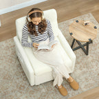 Fauteuil convertible 1 place, fauteuil-lit avec rangement caché, assise large et rembourrée, 72 x 85,5 x 91 cm, crème-7