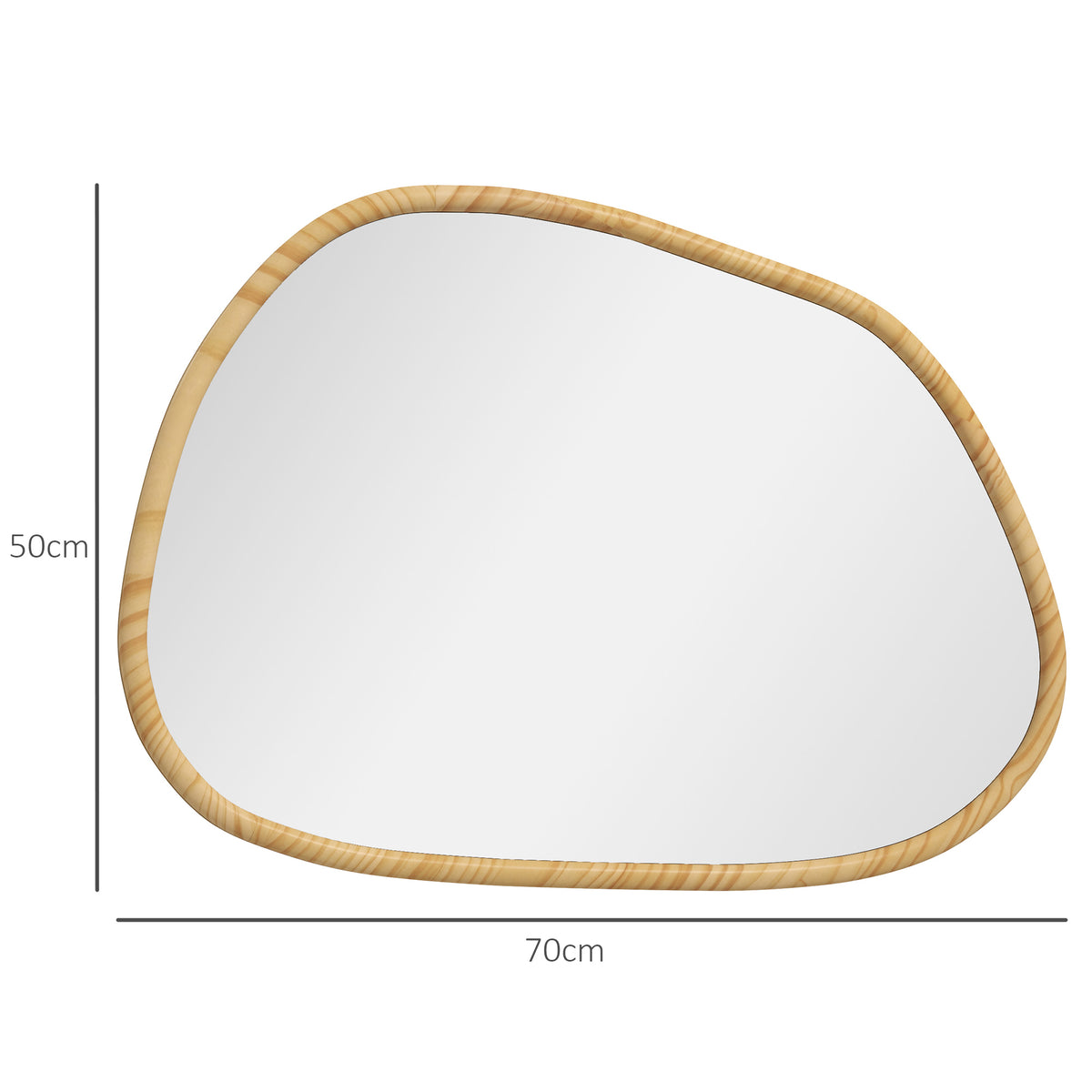 Miroir mural miroir décoratif forme organique avec cadre en bois horizontal ou vertical 70 x 50 cm naturel-2