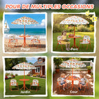Salon de jardin enfant, table enfant avec 2 chaises pliantes et parasol Ø 100 cm, motif animal, orange-6