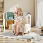 Fauteuil enfants canapé pour enfants avec dossier en forme ours, tissu en polaire teddy, 47 x 43 x 53 cm, beige-1