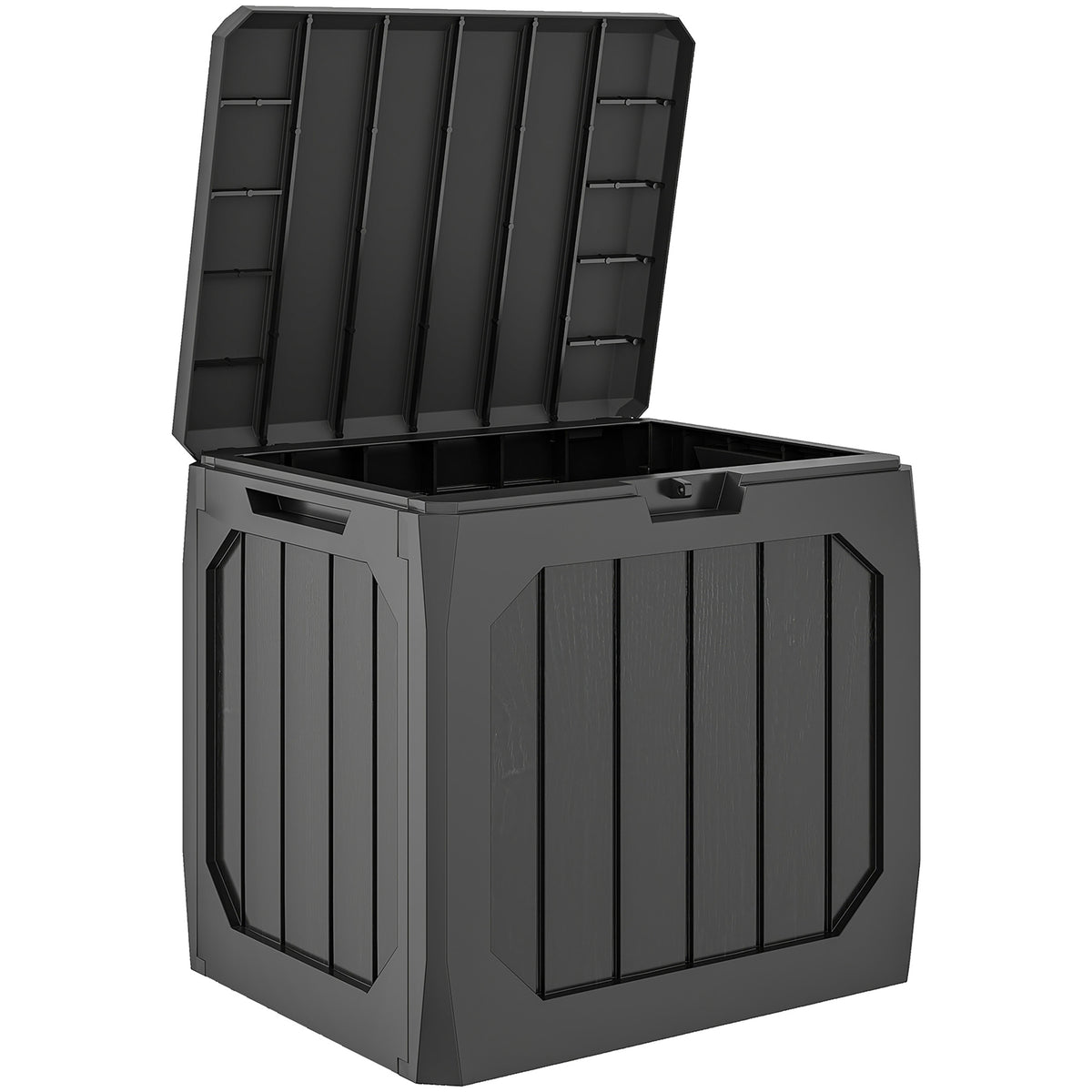 Coffre de rangement exterieur 121L, coffre de jardin avec poignées, conteneur étanche, 56 x 45 x 53 cm, noir-0