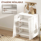 Buffet meuble de rangement avec placard double porte et étagère réglable, 70 x 40 x 88 cm, blanc brillant-4
