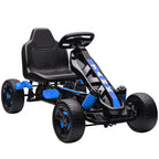 Kart à pédales pour enfants, karting enfant 3 à 6 ans avec roue libre, frein, roues EVA antidérapantes, bleu-0