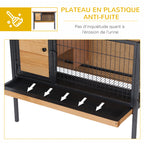 Cage à lapins en bois sur pieds, clapier pour rongeurs, cochons d'inde avec toit ouvrable - dim. 91,5L x 45l x 70H cm-5
