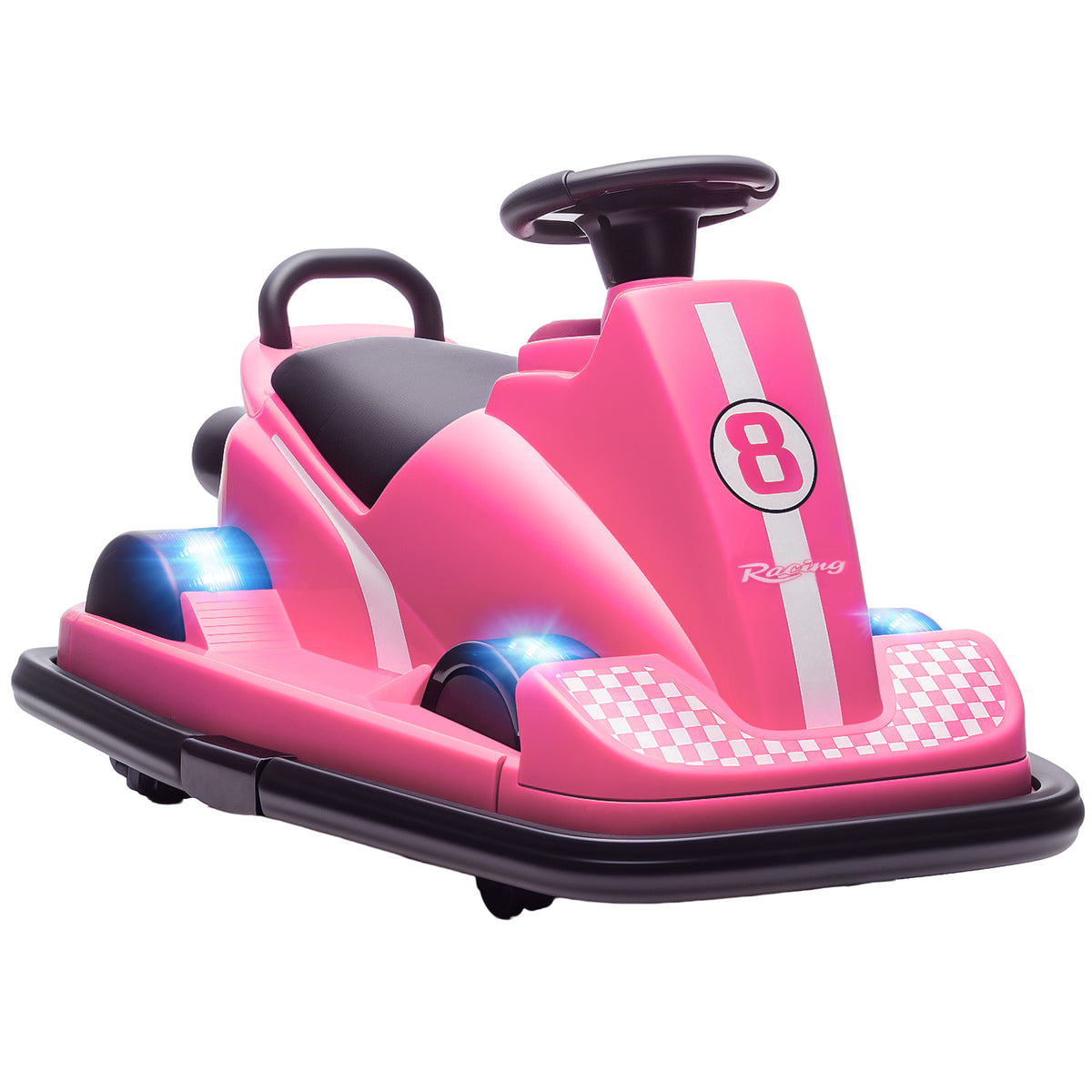 Auto-Tamponneuse Enfant 6V, Rotation à 360°, Musique, Klaxon, Démarrage Doux, 2,5 km/h, pour Âges 3-8, 74x53x48cm, Rose-0