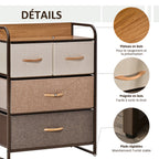 Meuble de Rangement chiffonnier 4 tiroirs en Tissu 58 x 29 x 78,5 cm multicolore-5