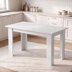Table à Manger pour 4 Personnes avec Plateau Relevable et Rangements Cachés, 120 x 60 x 75,5 cm, Blanc-1