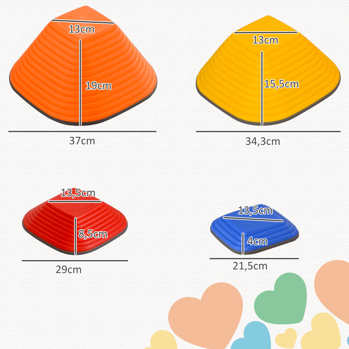 11 pièces pierres d'équilibre pour enfants parcours de motricité empilables et antidérapantes multicolore-2