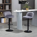 Lot de 2 tabourets de bar design contemporain avec repose-pieds hauteur réglable et pivotant gris-9