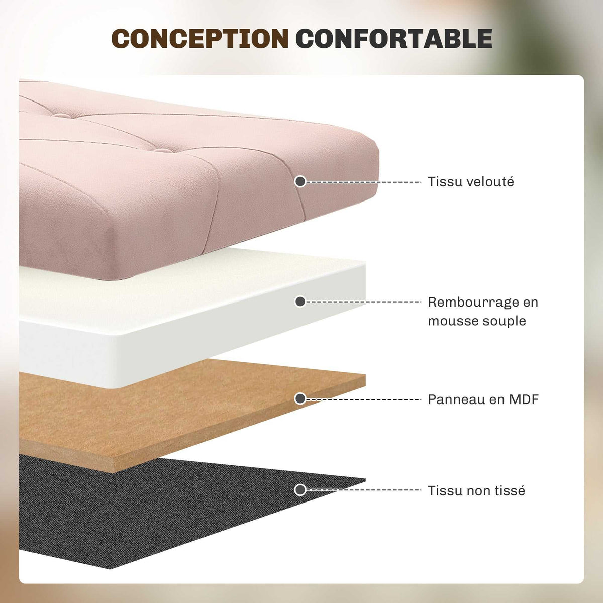 Banc de rangement bout de lit pliable volume 67 L capacité de charge 120 kg avec couvercle 76L x 38l x 38H cm rose-4