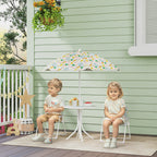 Ensemble salon de jardin extérieur enfant 4 pièces, motif éléphant et girafe, parasol réglable Ø 100 cm, chaise pliable-1
