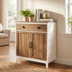 Buffet Salon, Meuble de Rangement avec 2 Portes, Tiroir, Étagère Réglable, 78,5 x 39 x 89,4 cm, Blanc et Chêne-8