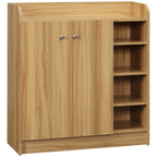Meuble de rangement à chaussures pour entrée avec 4 compartiments ouverts et placard double porte - étagère réglable-0