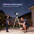 Télescope Astronomique pour Adultes et Débutants 70 mm, 2 Oculaire 40X/16X, Trépied Réglable, 80 x 80 x 135 cm, Blanc-6