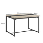 Table de salle à manger pour 6 personnes, style industriel en métal noir et bois, dim. 120L x 89l x 75,5H cm-2