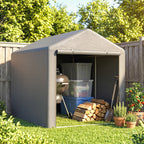 Abri de jardin tente de stockage imperméable abri moto porte enroulable fermeture éclair, 160 x 218 x 172 cm, gris clair-6