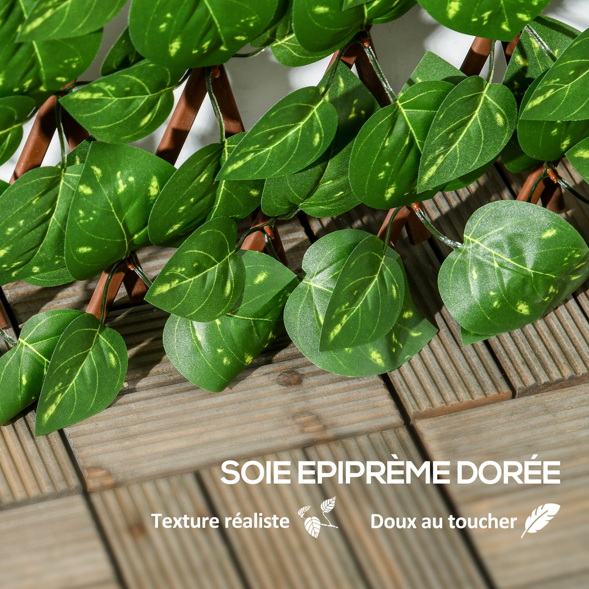 Lot de 2 haies artificielles Treillis Extensible - Brise-Vue végétale Feuillage réaliste, 2 x 1 m-4