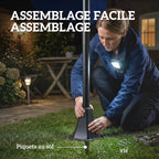 Lot de 2 Lampadaires Solaires 1,86 m pour Jardin, Lampes de Rue en Acier Inoxydable à Hauteur Réglable Noir-8