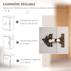 Armoire de cuisine hauteur 170 cm buffet haut avec 4 portes et étagères ajustable, design moderne, blanc-6