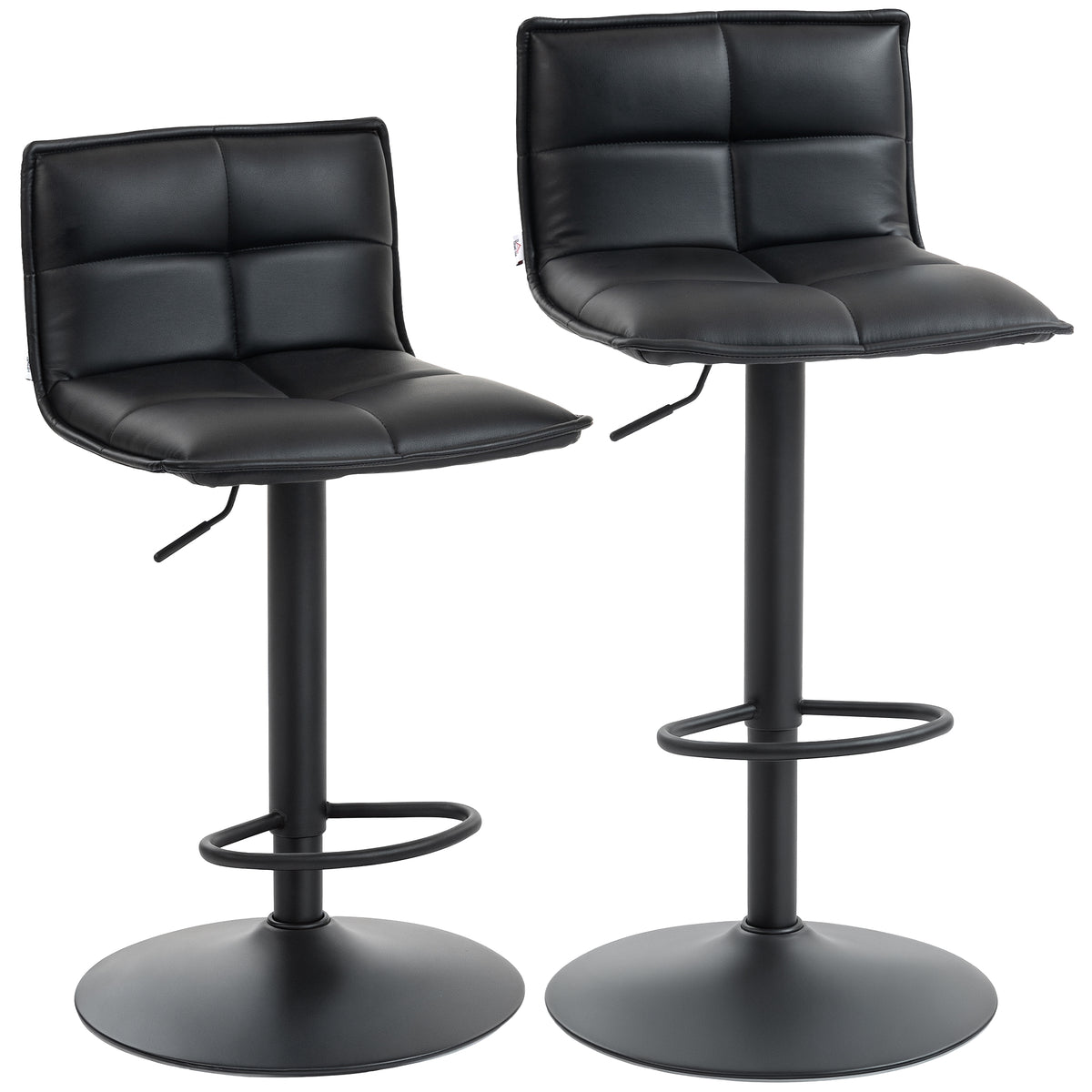 Lot de 2 tabourets de bar, chaises de bar réglable en hauteur avec assise pivotant en PU 44 x 45 x 85-106 cm noir-0
