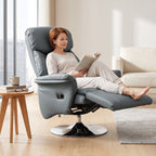 Fauteuil de relaxation inclinable pivotant repose-pied réglable, jusqu'à 150 kg, pour salon, chambre, home cinéma, gris-7