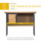 Cage à lapins en bois sur pieds, clapier pour rongeurs, cochons d'inde avec toit ouvrable - dim. 91,5L x 45l x 70H cm-3