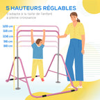 Barre fixe de gymnastique pour enfants pliante hauteur réglable de 88 à 128 cm rose-3
