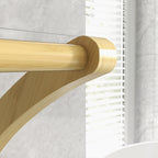 Porte-serviettes en bambou 3 barres avec étagère de rangement, pour la salle de bains et la buanderie, finition naturel-6