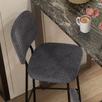 Lot de 2 tabourets de bar chaises hautes chaises de cuisine avec repose-pieds et dossier en tissu de lin et acier-7