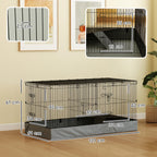 Cage pour petits animaux 2 en 1 avec dessus amovible enclos lapin 2 zones séparées rampe 121 x 61 x 61 cm en acier noir-2