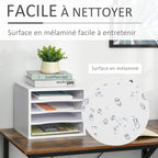Lot de 2 organiseurs bureau bois blanc avec couches fournitures support d'imprimante dim. 35,5L x 25l x 28,6H cm-4