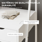 Bureau secrétaire Bureau Informatique Style néo-rétro tiroir Niche étagère métal Blanc-4