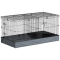 Cage pour petits animaux 2 en 1 avec dessus amovible enclos lapin 2 zones séparées rampe 121 x 61 x 61 cm en acier noir-0