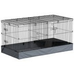 Cage pour petits animaux 2 en 1 avec dessus amovible enclos lapin 2 zones séparées rampe 121 x 61 x 61 cm en acier noir-0