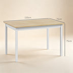 Table à manger table de cuisine structure en bois massif 4 personnes design vintage 120 cm naturel et blanc-2
