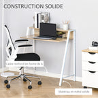 Bureau Informatique Table Ordinateur d'étude dim. 84L x 45l x 85H cm Style Simple en Bois chêne Clair Blanc-5