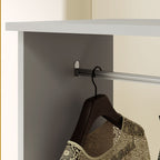 Armoire penderie meuble de rangement mobile 4 roulettes avec tringle à vêtements et étagères ouvertes, gris-8