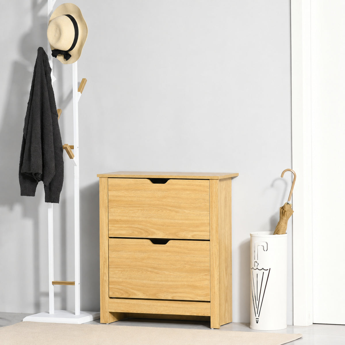 Meuble chaussure entrée, armoire à chaussures meuble d'entrée et couloir - 2 portes abattantes 2 compartiments-1