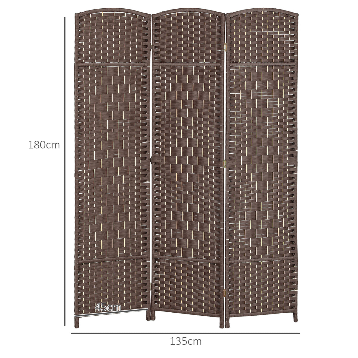 Paravent intérieur en bois 3 panneaux séparateur de pièce pliable pour salon chambre 135 x 180 cm marron-2