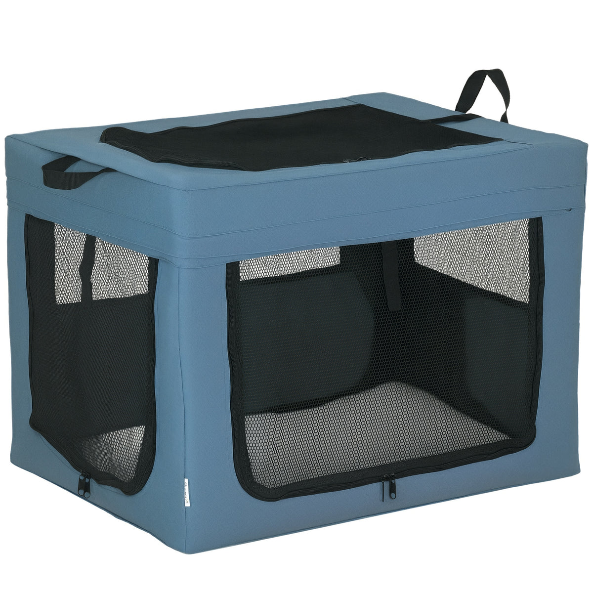 Sac de transport pliable pour animaux de compagnie avec poignée tissu en maille 69 x 51 x 51 cm bleu noir-0