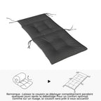 Lot de 4 coussins pour chaises de terrasse, résistants à l'eau, antidérapants, avec liens, 112x53cm, Gris Foncé-6