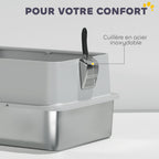 Bac à Litière XL en Acier Inoxydable, Parois Latérales Hautes, Pédale et Tapis Filtrants, Pelle, 60,2x40,2x29,6cm, Gris-7