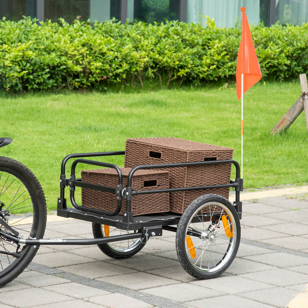 Remorque pliable pour vélo en acier roues 16 pouces charge max. 40 kg avec barre d'attelage universelle-9