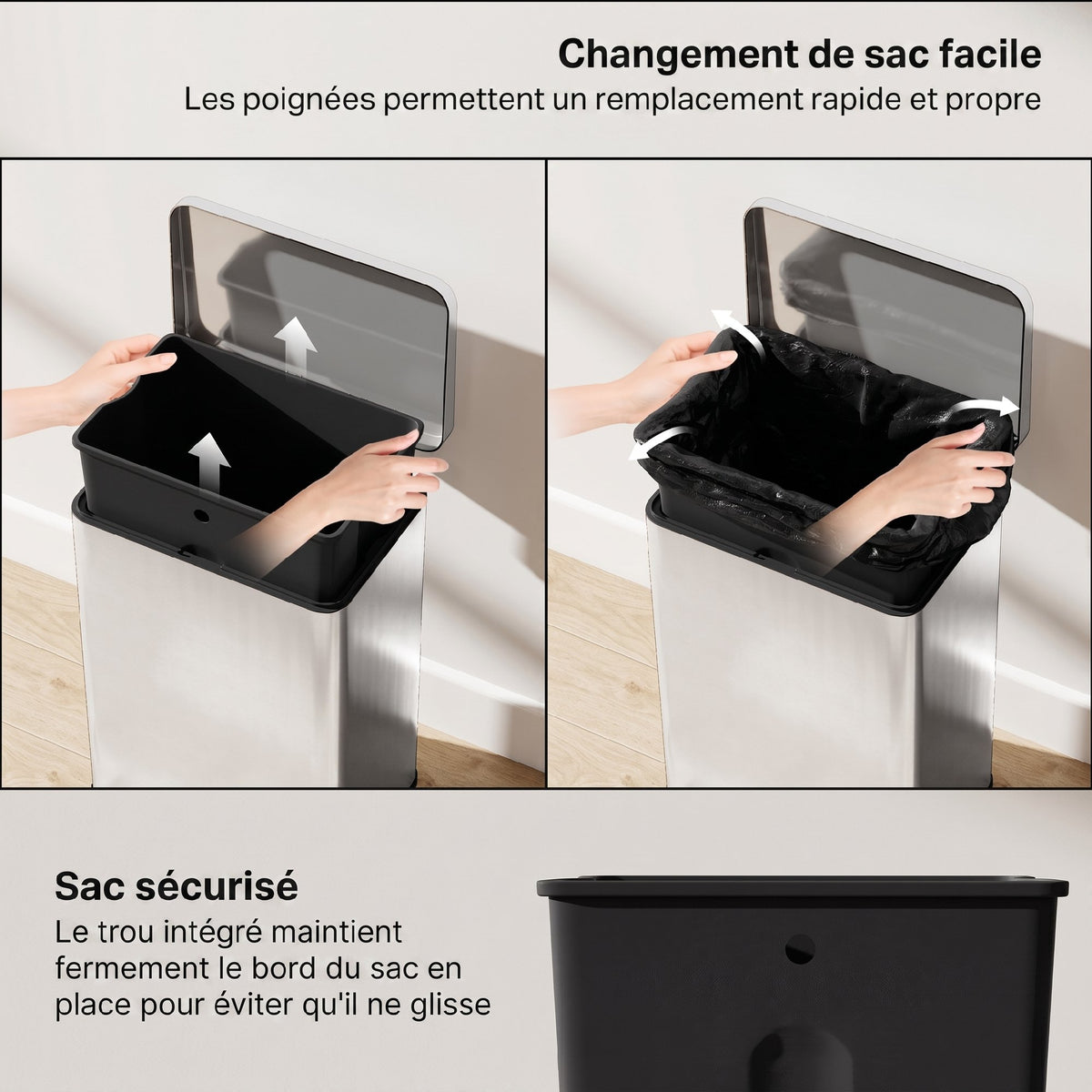 Poubelle de Cuisine 20 L en Acier Inoxydable, Poubelle avec Pédale, Couvercle à Fermeture Douce, Argenté-6