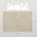 Tapis salon 230 x 160 cm, tapis à poils épais géométrique, moelleux et antidérapant, crème-2