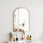 Miroir mural arqué miroir de salle de bain avec cadre en alliage d'aluminium pour chambre salon entrée 60 × 90 cm or-7